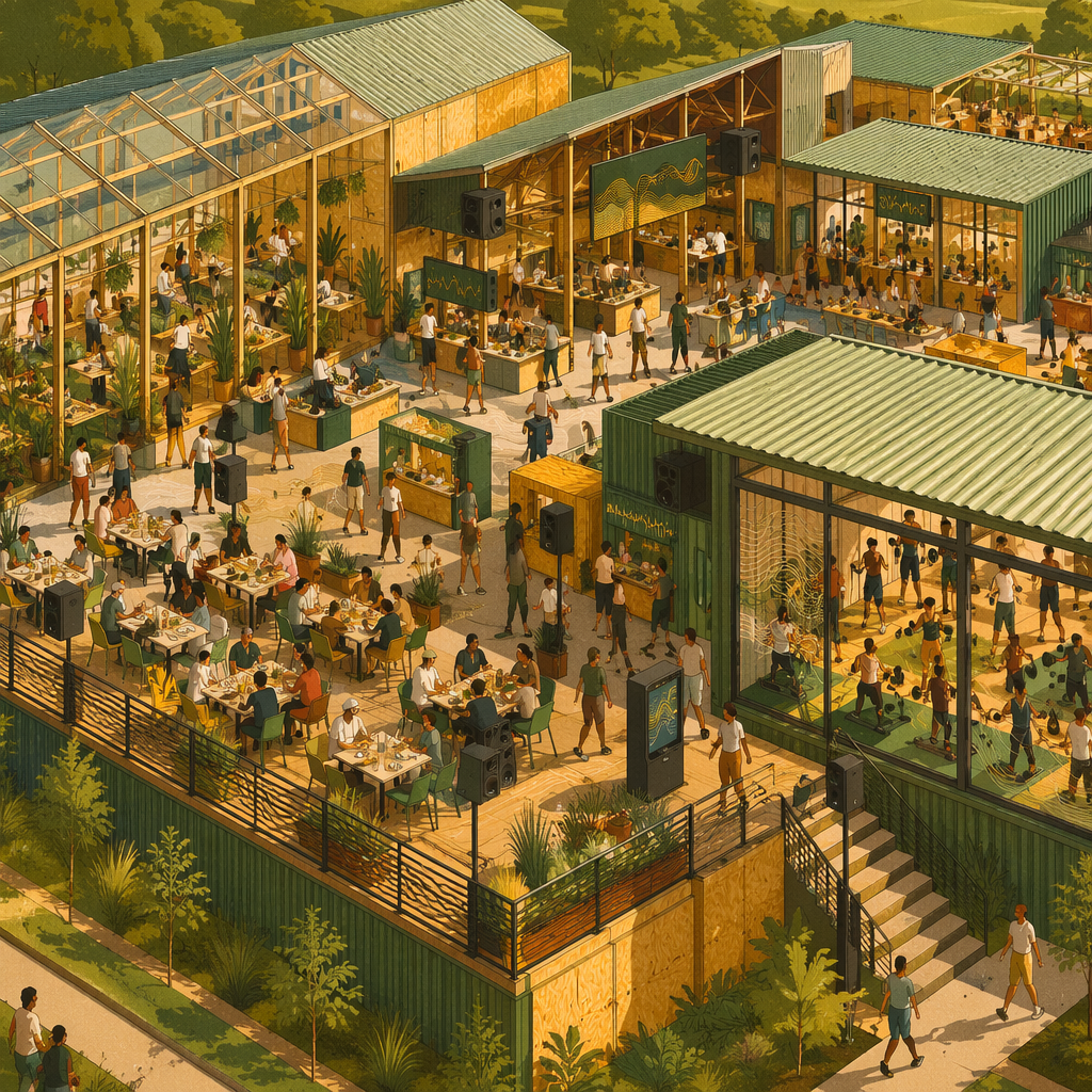 Packed Saturday event with dining and garden activity zones