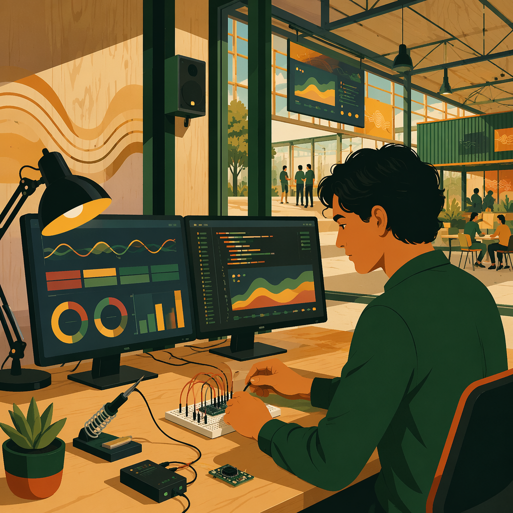 Developer setting up Sponic Gardens software platform